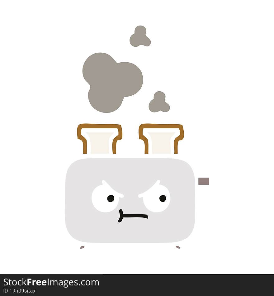 flat color retro cartoon of a toaster