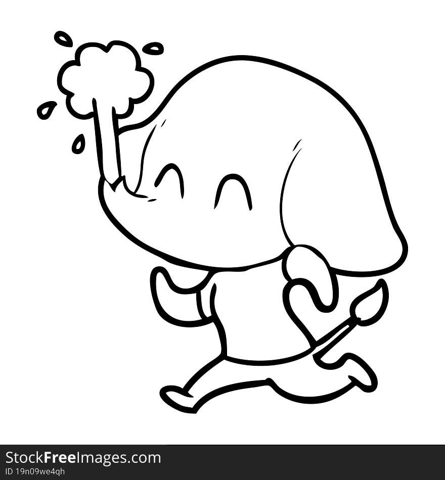 cute cartoon elephant spouting water. cute cartoon elephant spouting water