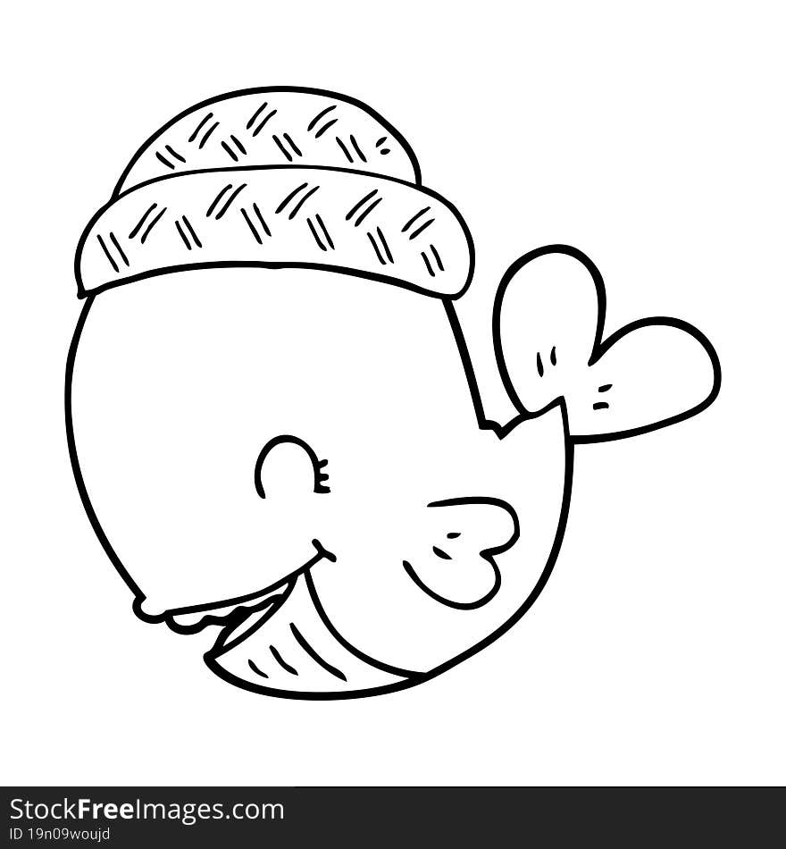 Cartoon Whale Wearing Hat