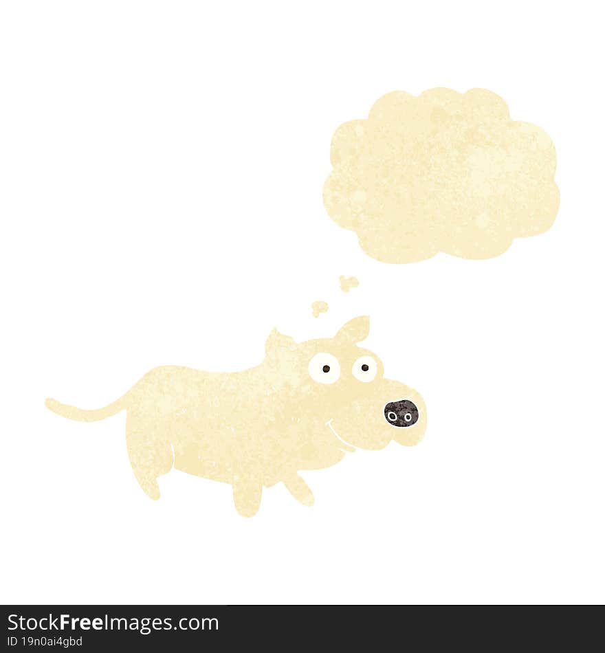 Cartoon Happy Little Dog With Thought Bubble