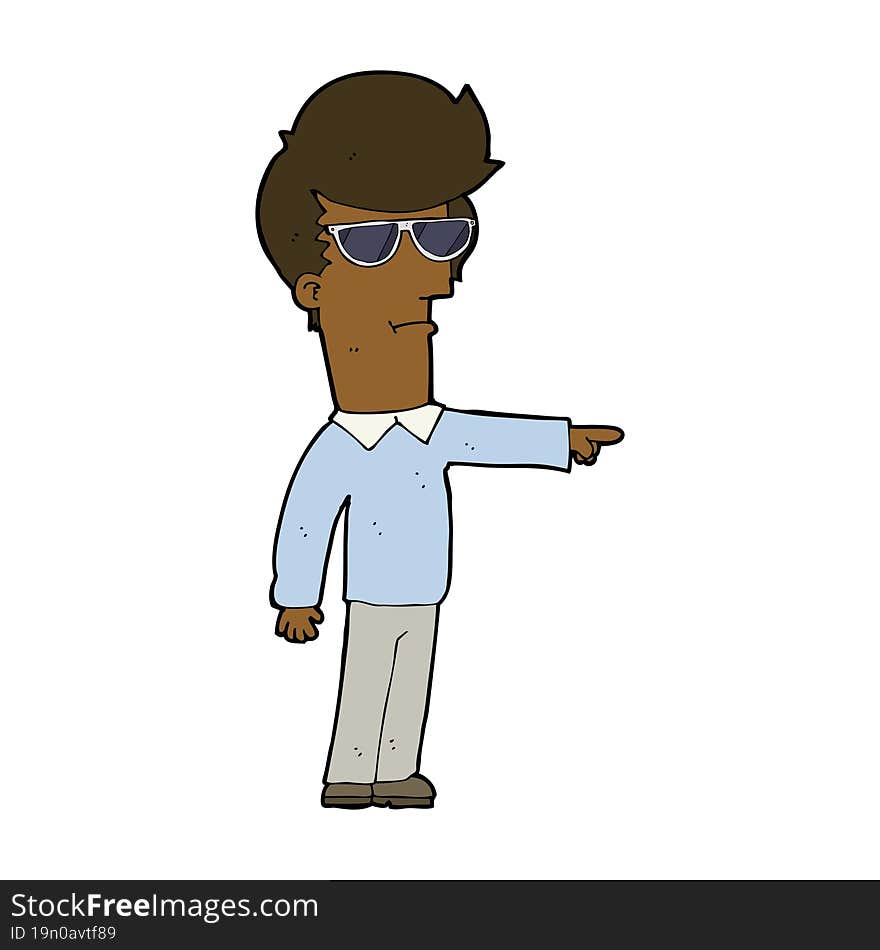 Cartoon Man In Glasses Pointing