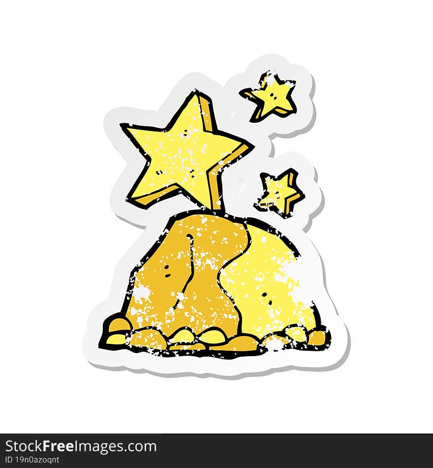 Retro Distressed Sticker Of A Cartoon Gold Nugget