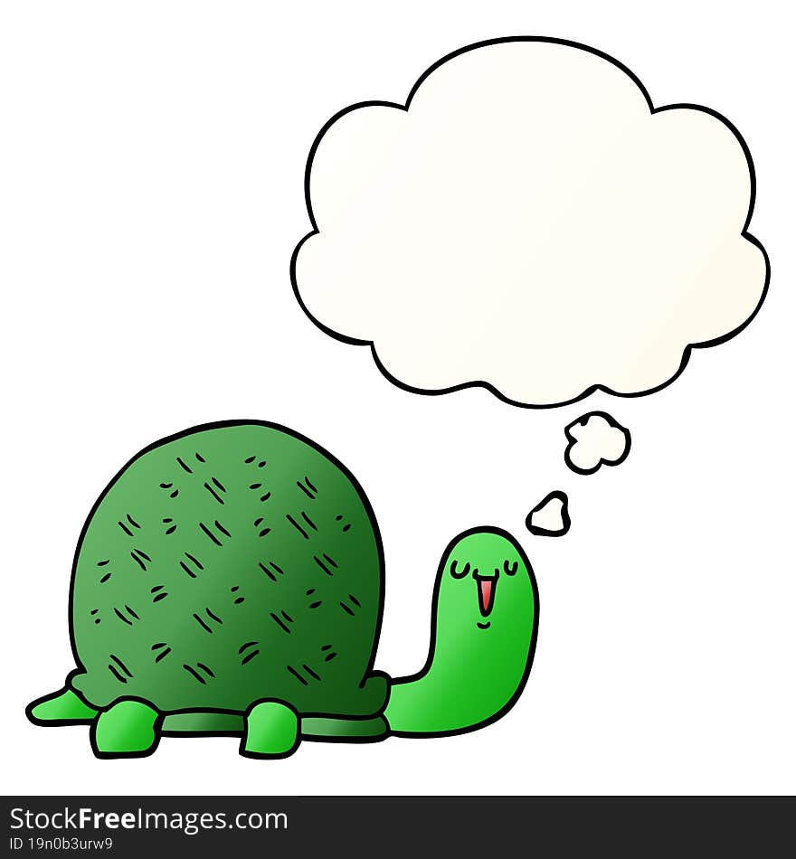 Cute Cartoon Turtle And Thought Bubble In Smooth Gradient Style