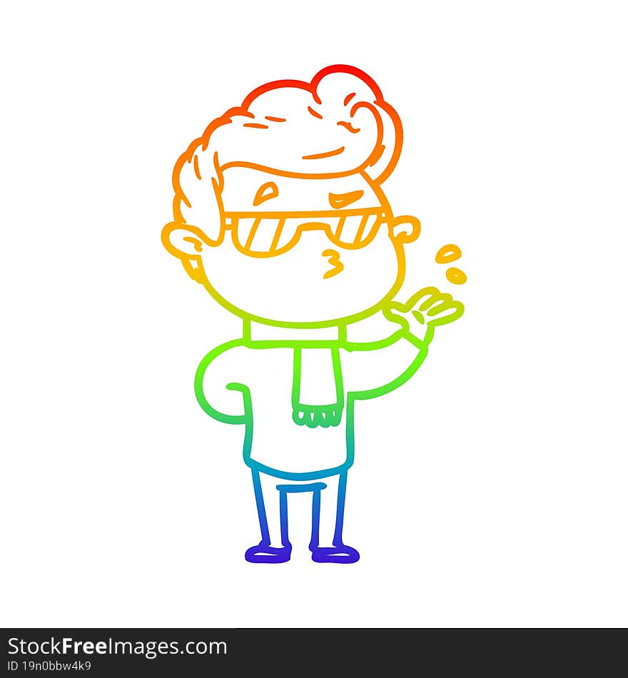 rainbow gradient line drawing cartoon cool guy