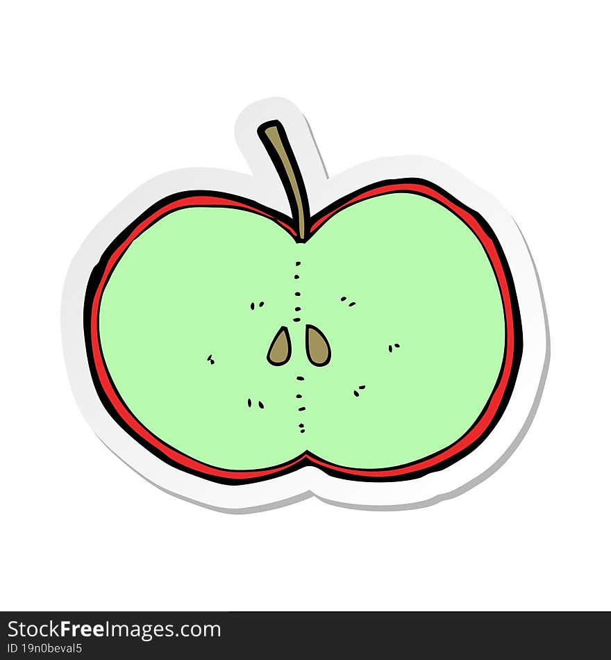 sticker of a cartoon sliced apple