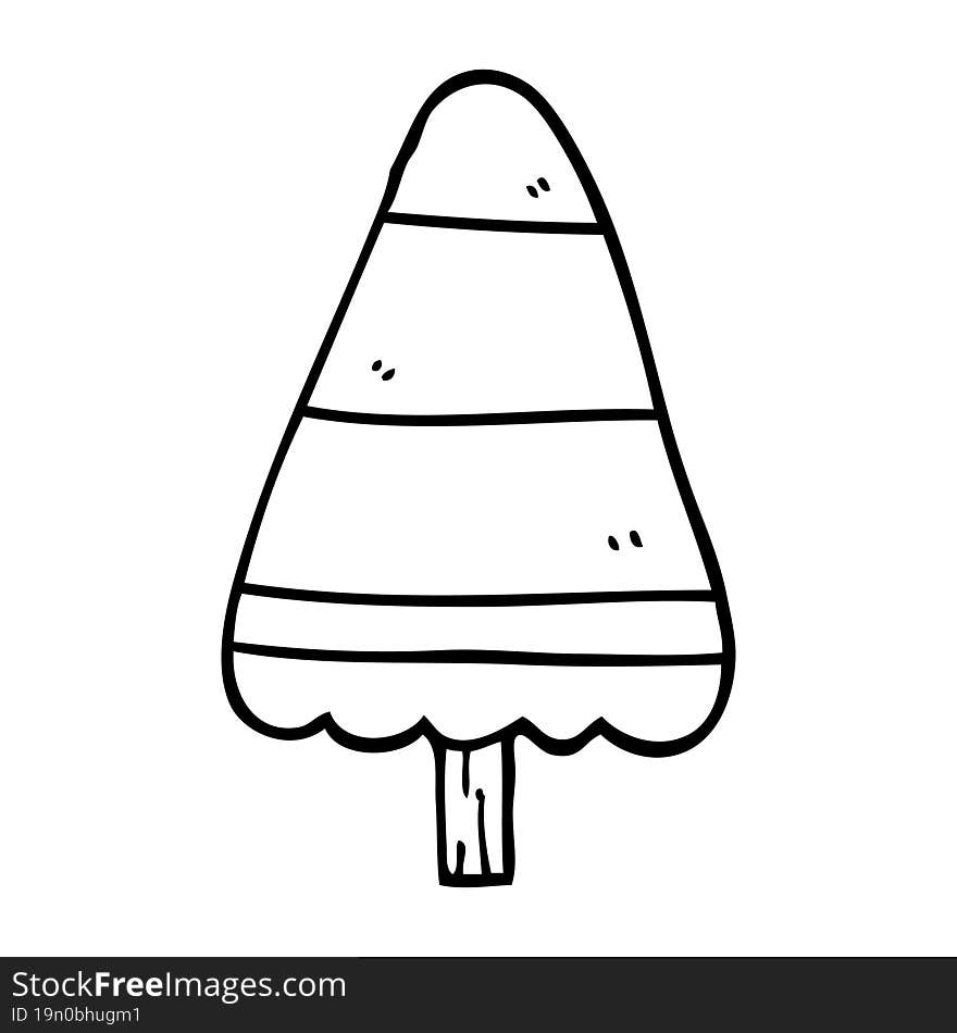 line drawing cartoon christmas tree