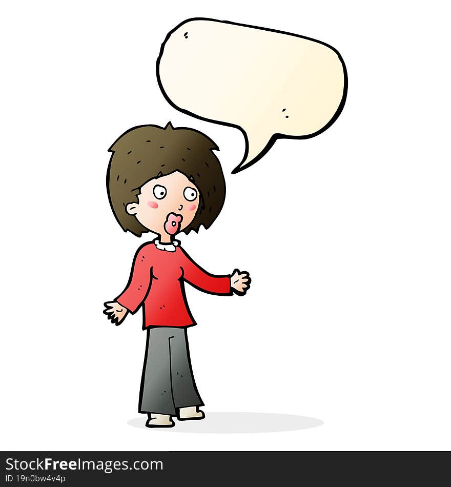 cartoon surprised woman with speech bubble