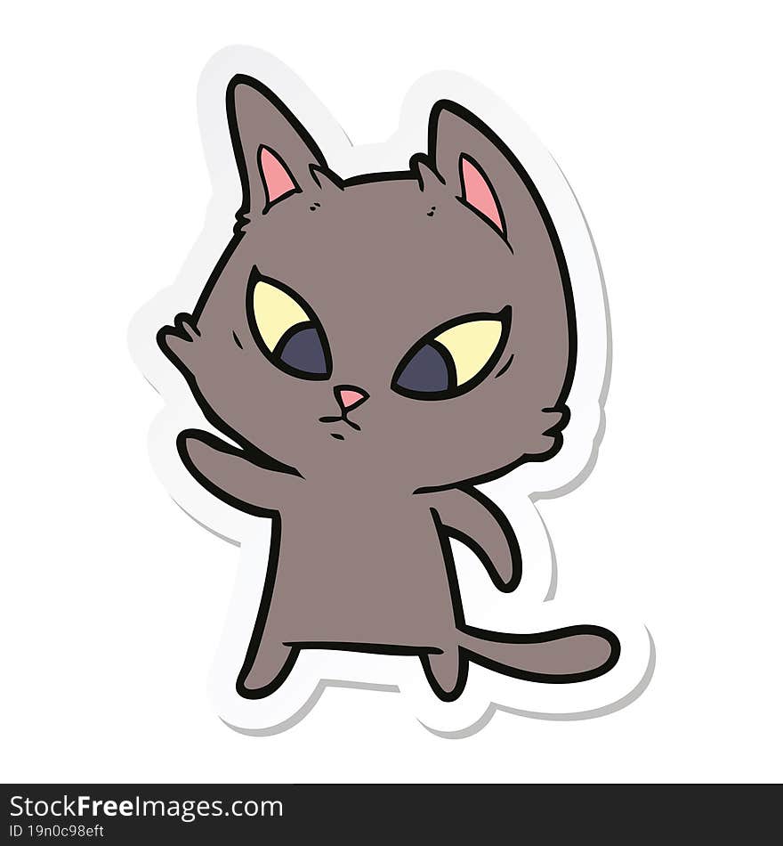 sticker of a confused cartoon cat