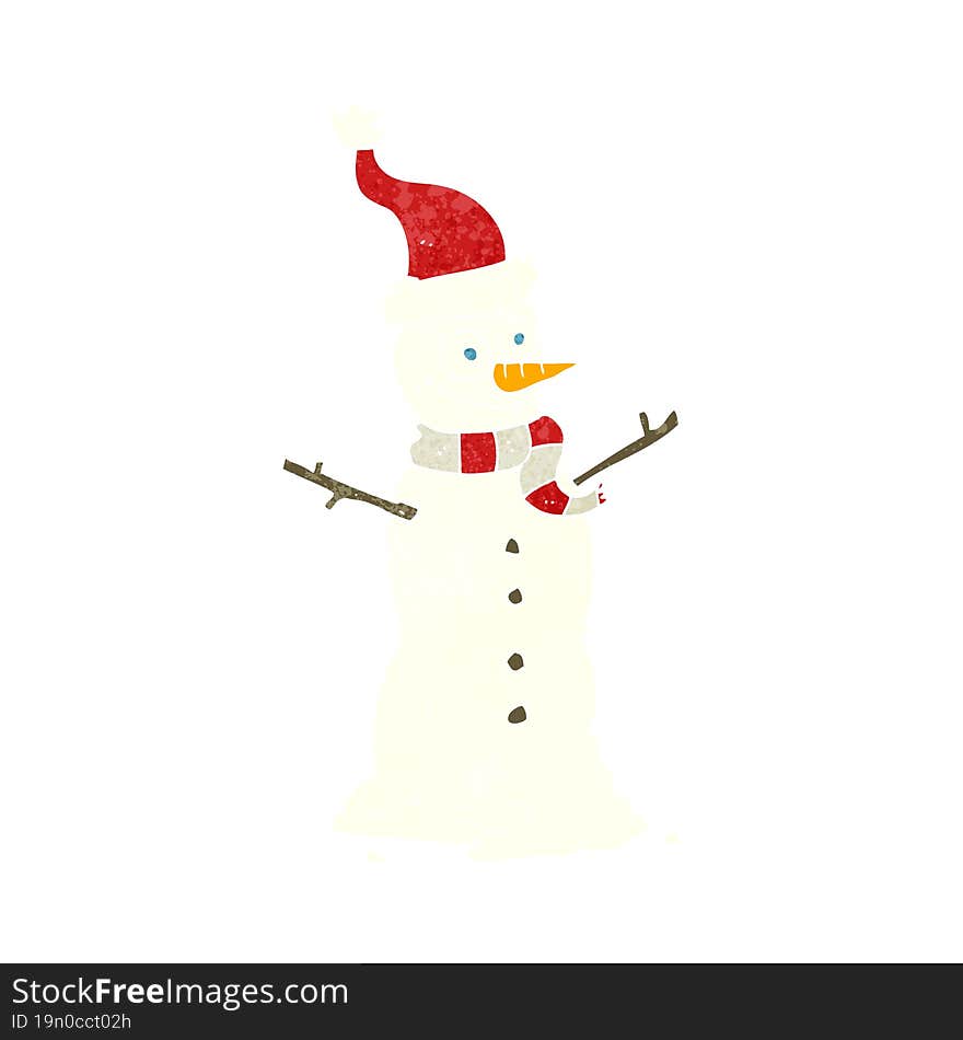 retro cartoon snowman