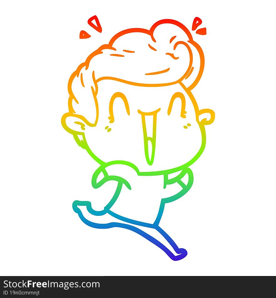 rainbow gradient line drawing cartoon excited man