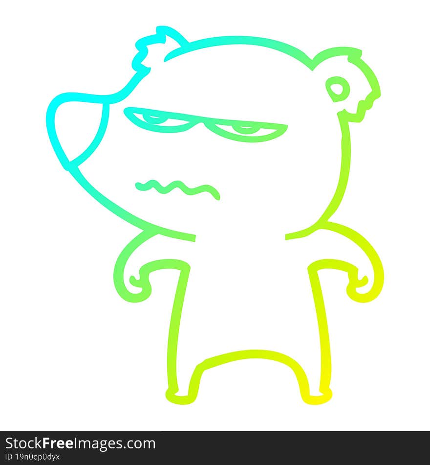 cold gradient line drawing annoyed bear cartoon