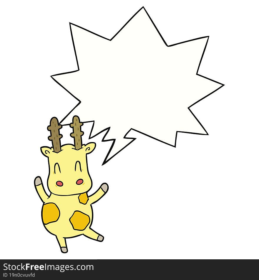 cute cartoon giraffe with speech bubble. cute cartoon giraffe with speech bubble