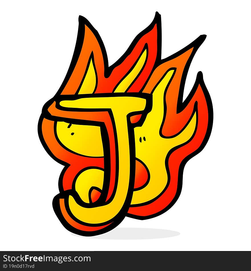 cartoon flaming letter