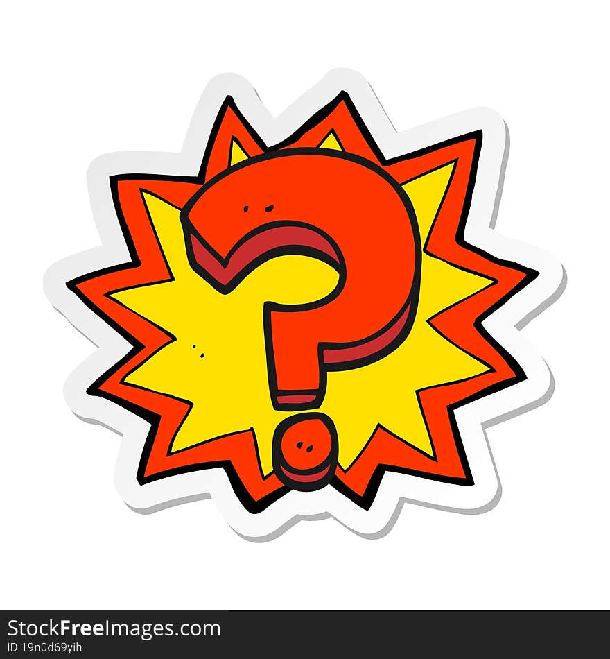 sticker of a cartoon question mark