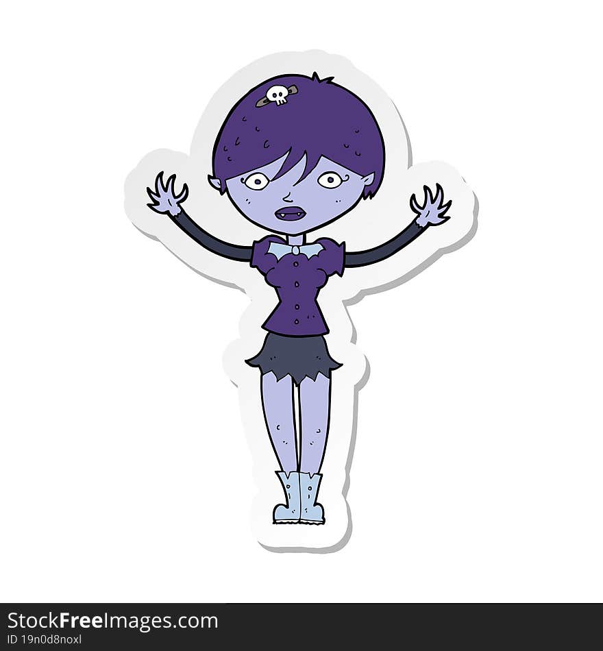 sticker of a cartoon vampire girl