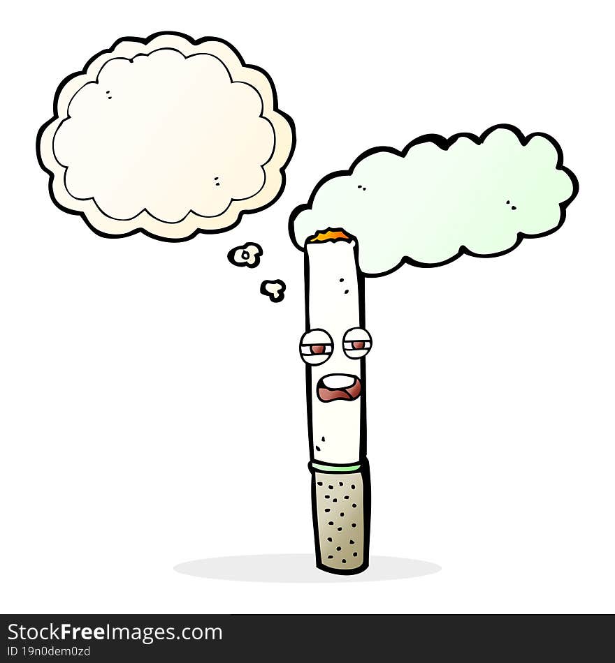 Cartoon Happy Cigarette With Thought Bubble