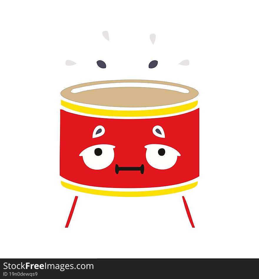 flat color retro cartoon drum