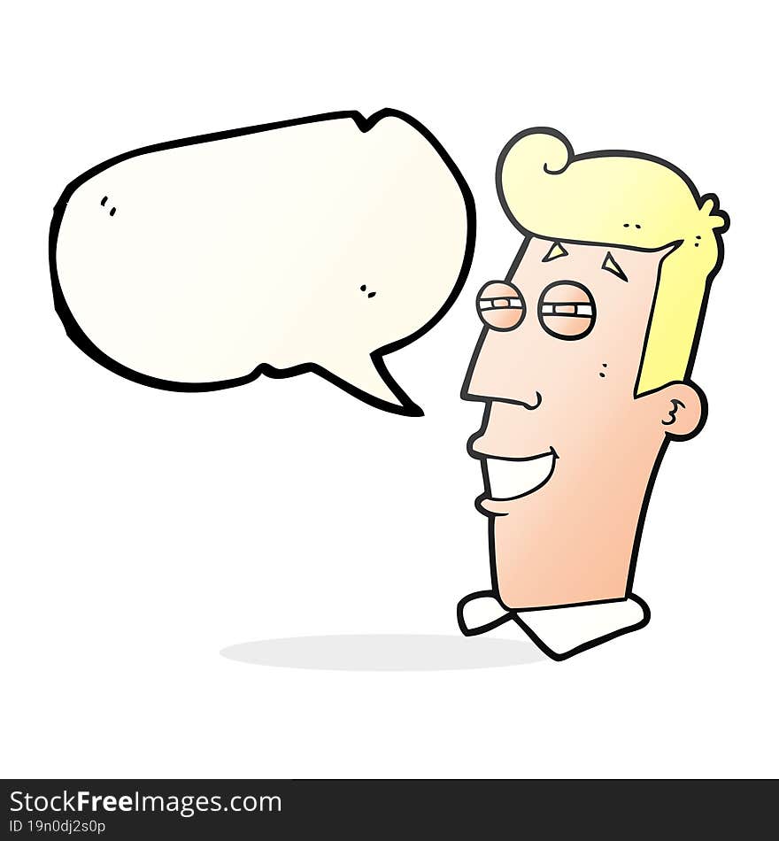 speech bubble cartoon grinning man