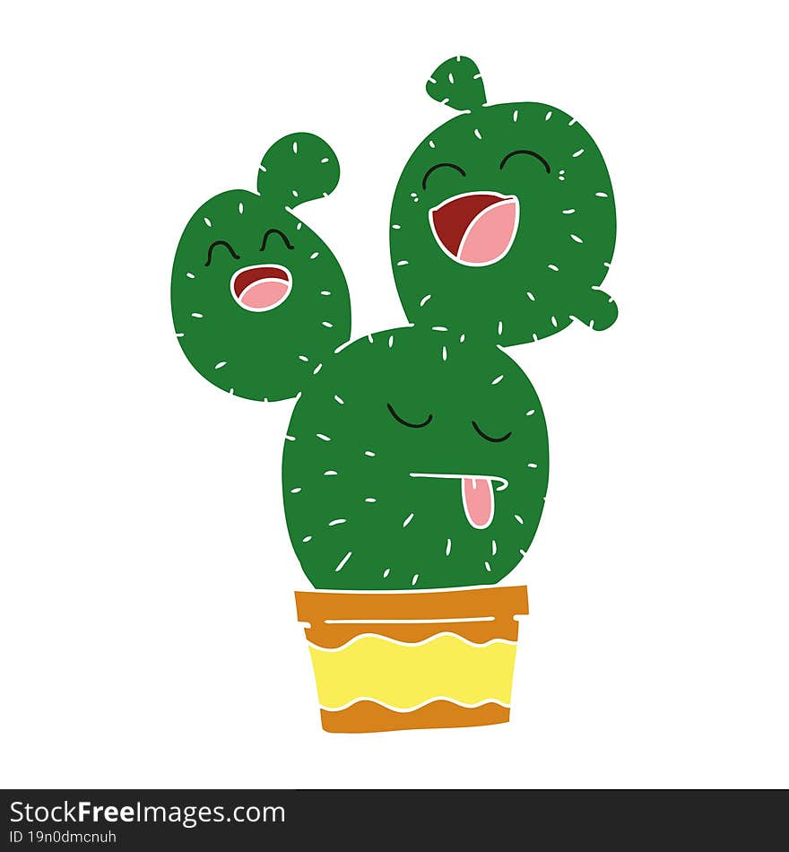 quirky hand drawn cartoon cactus