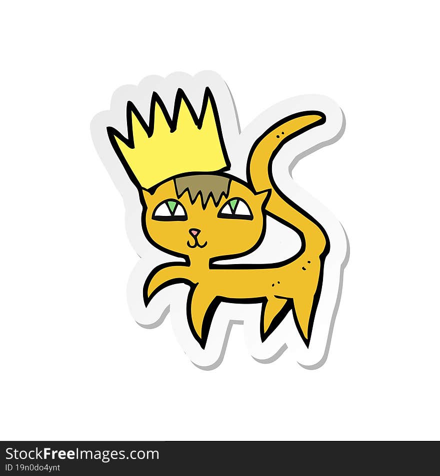 sticker of a cartoon cat with crown