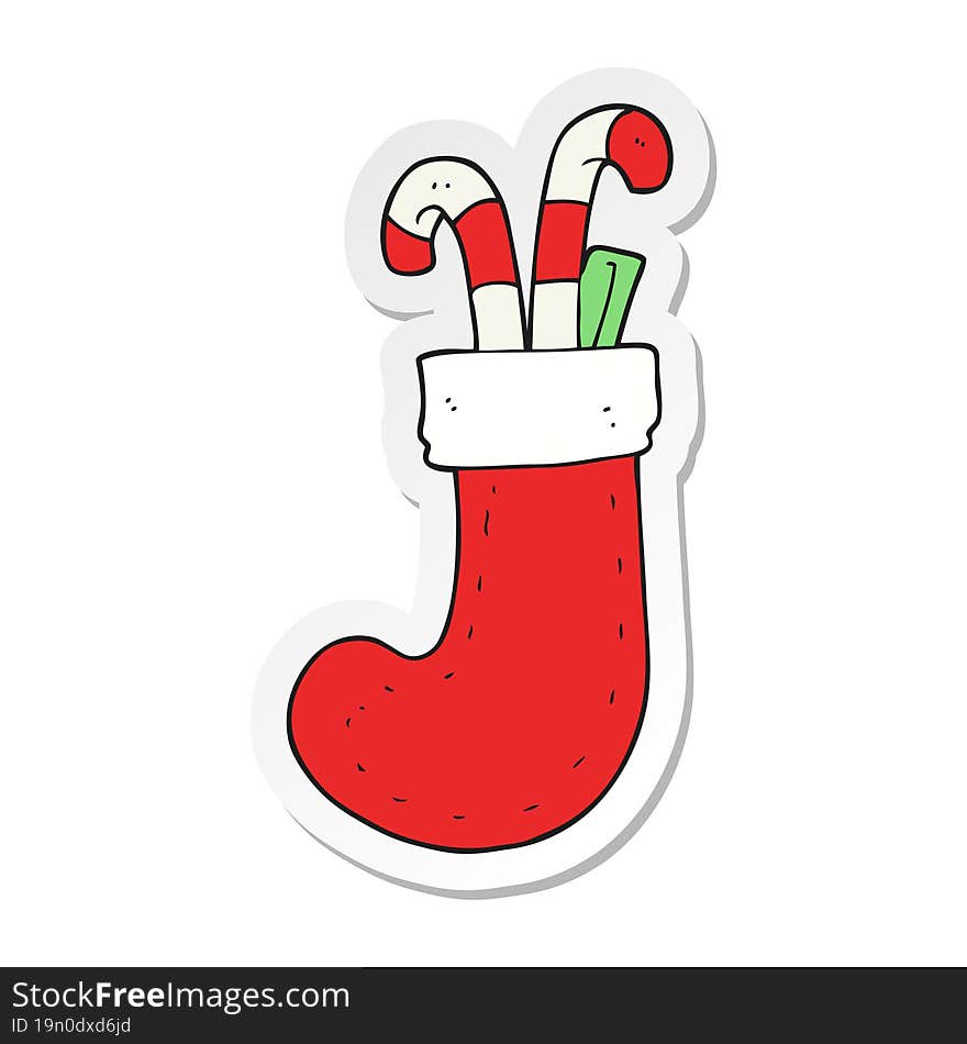 sticker of a cartoon christmas stocking