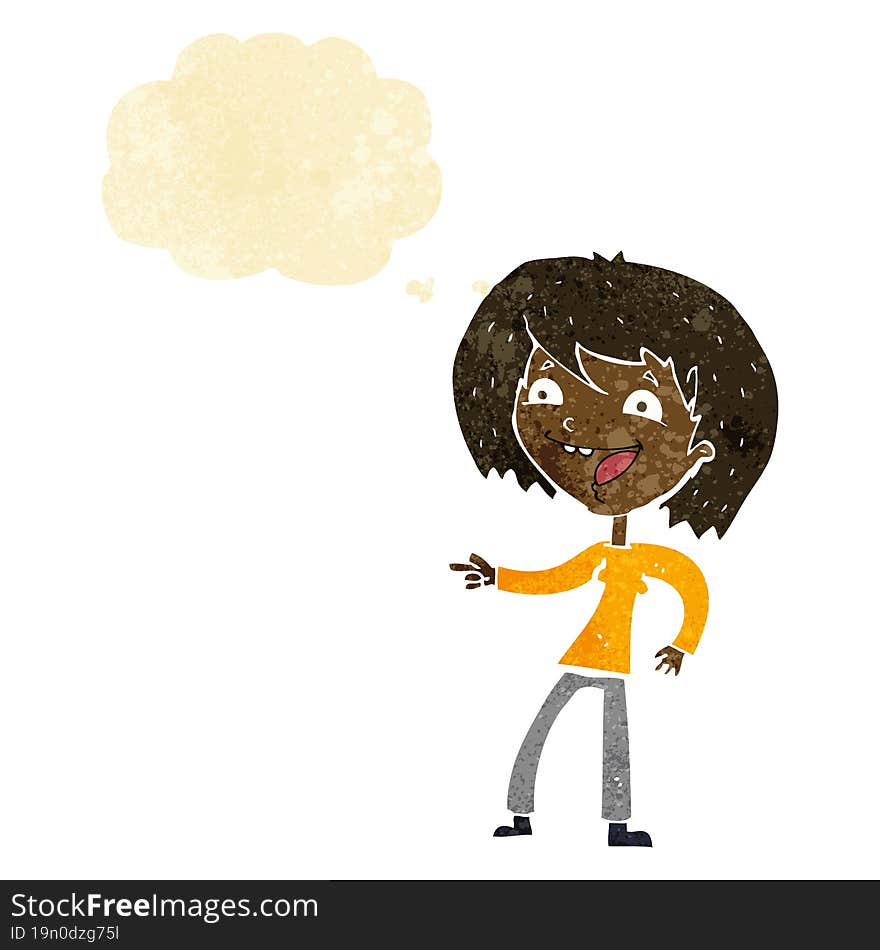 Cartoon Woman Laughing And Pointing With Thought Bubble