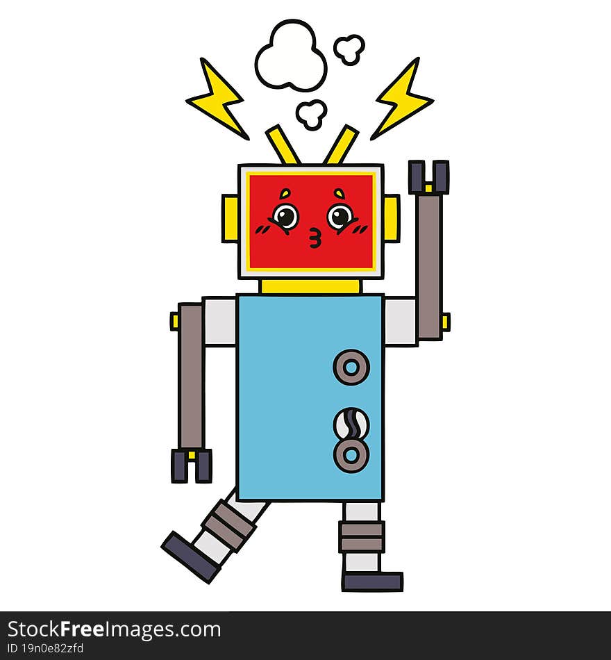 cute cartoon of a robot malfunction