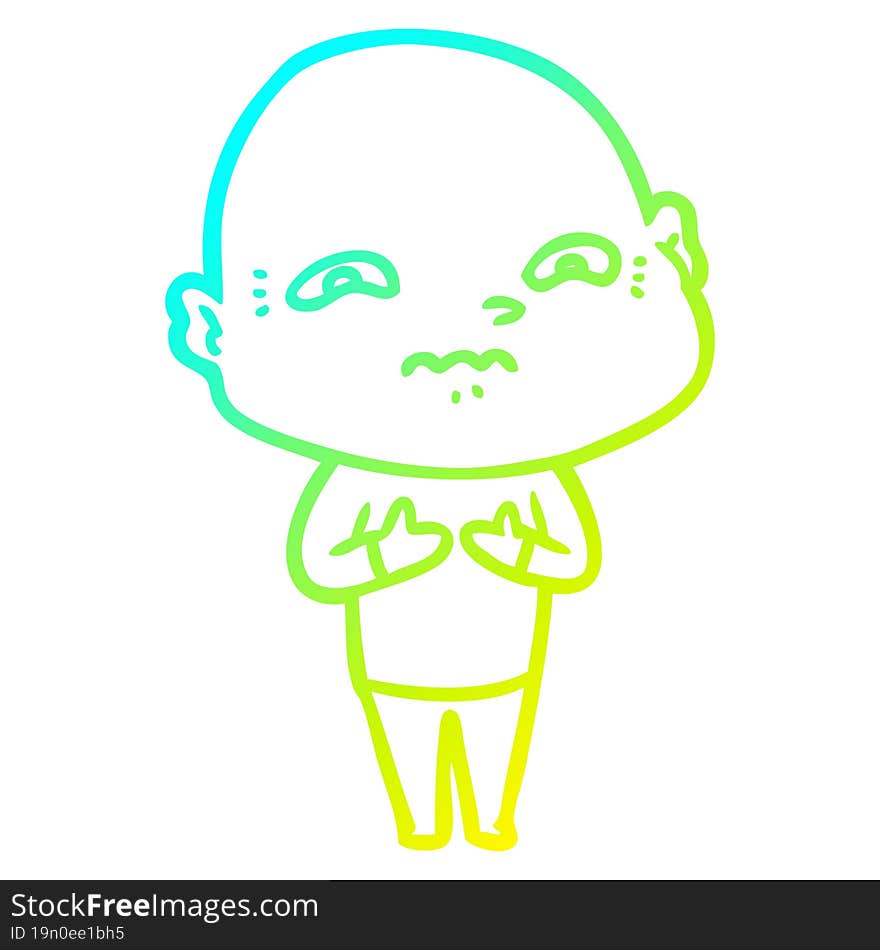 Cold Gradient Line Drawing Cartoon Nervous Man