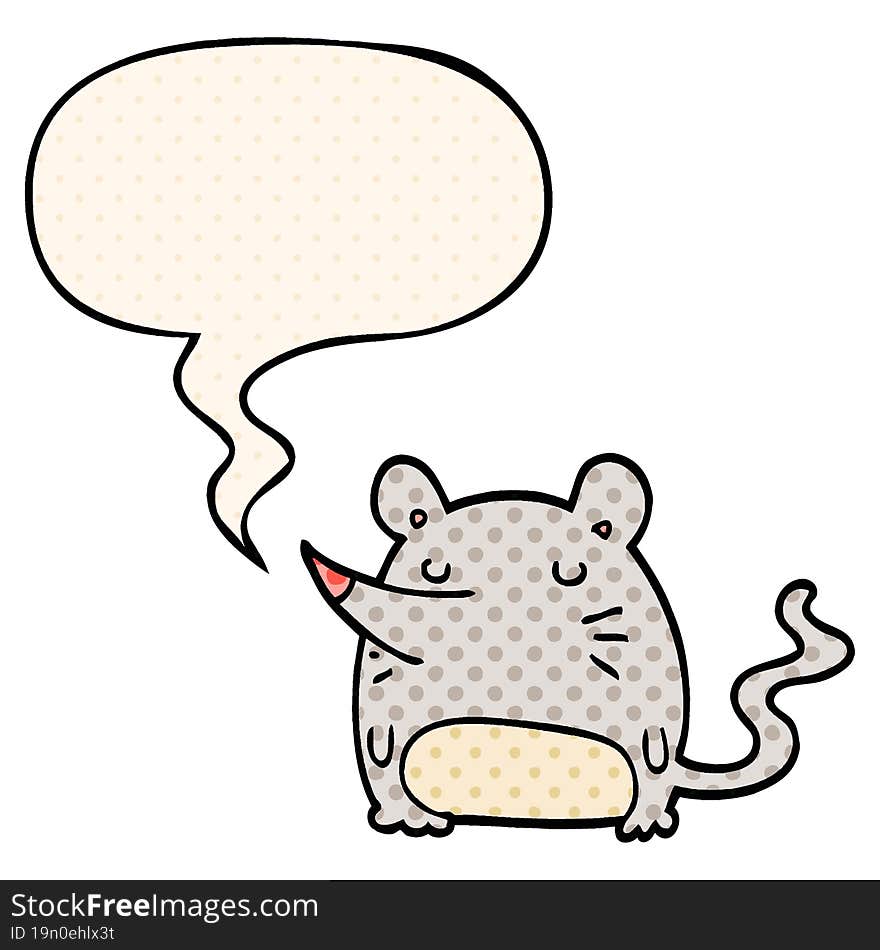 cartoon mouse and speech bubble in comic book style