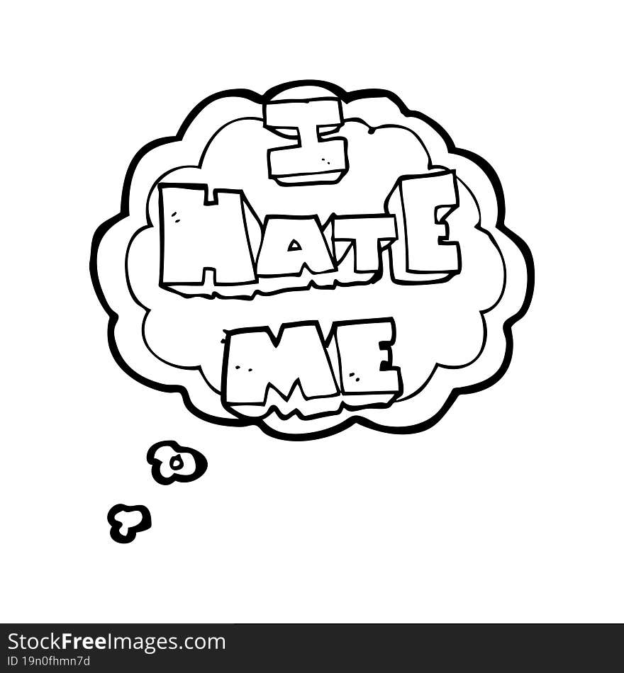 I Hate Me Thought Bubble Cartoon Symbol