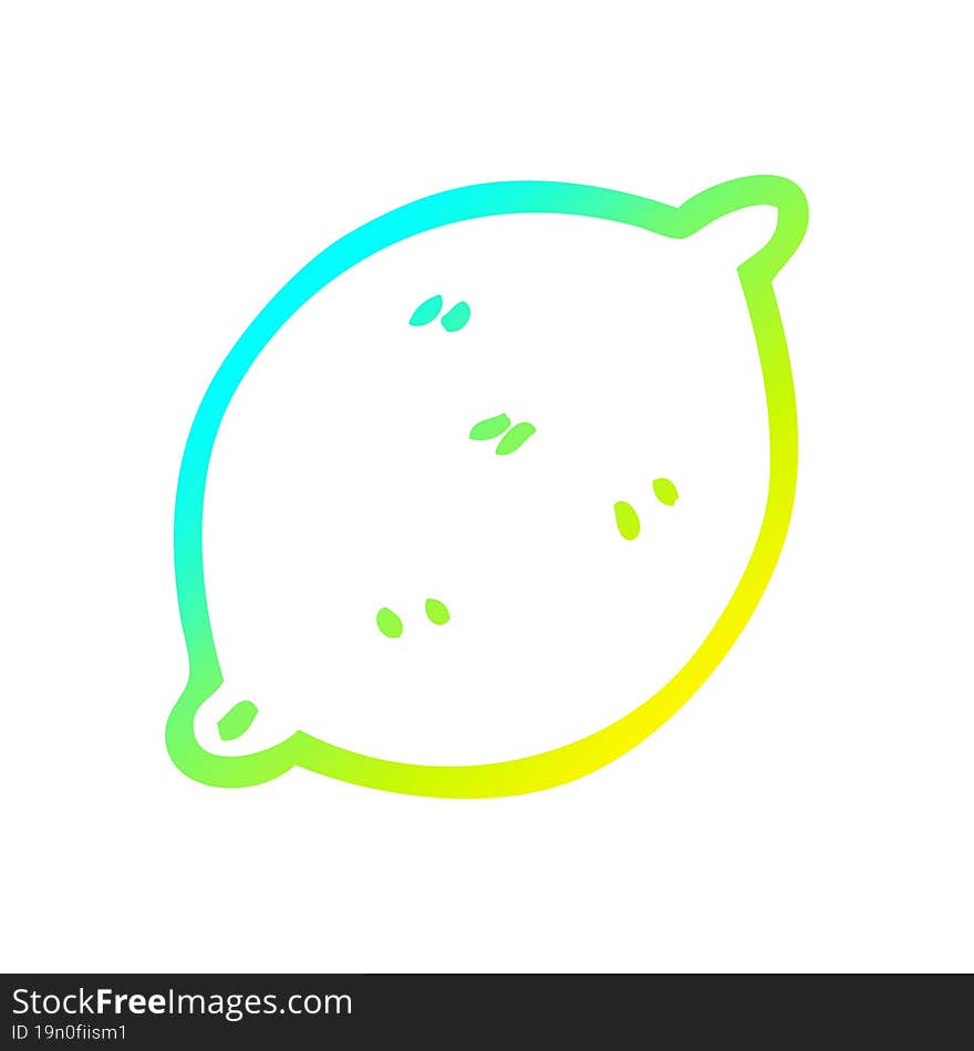 cold gradient line drawing cartoon lime fruit