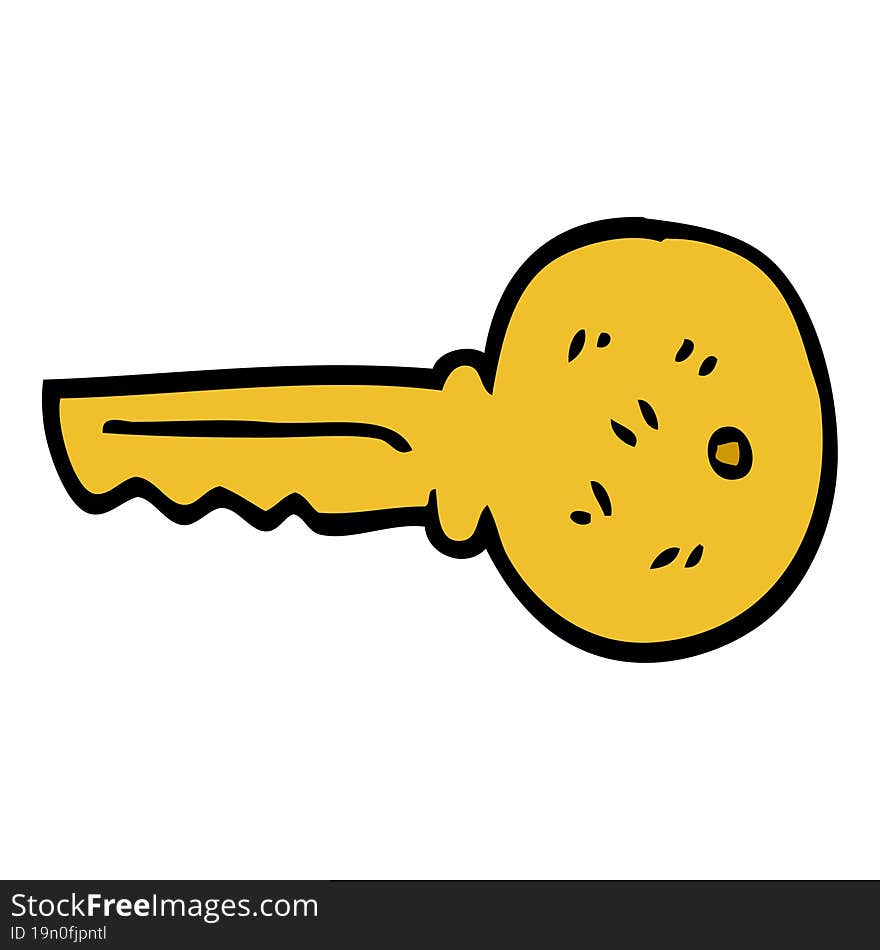 cartoon doodle gold key