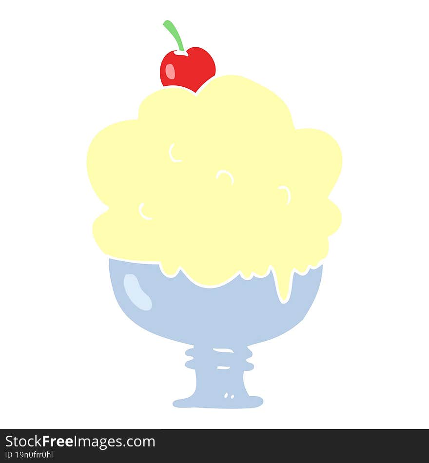 flat color illustration of a cartoon ice cream