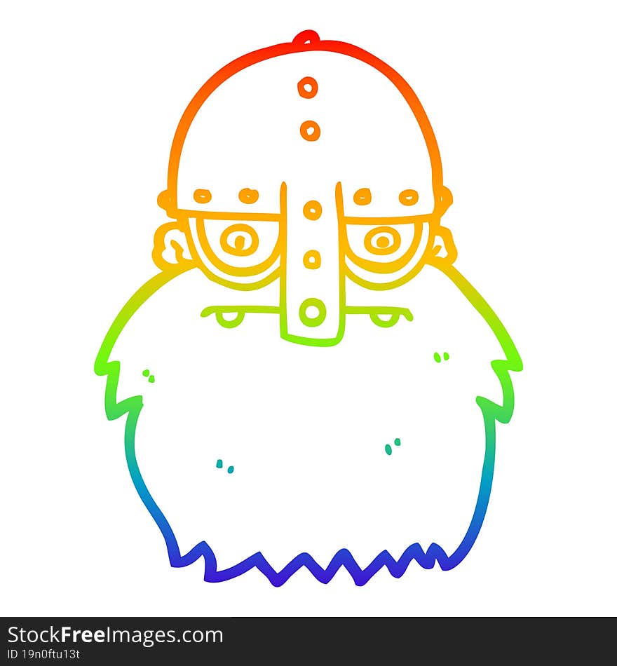 rainbow gradient line drawing cartoon viking face