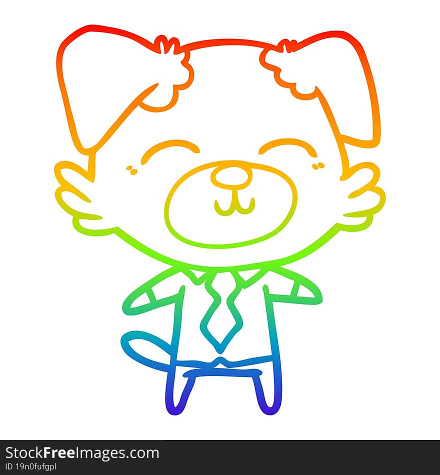 rainbow gradient line drawing cartoon dog manager