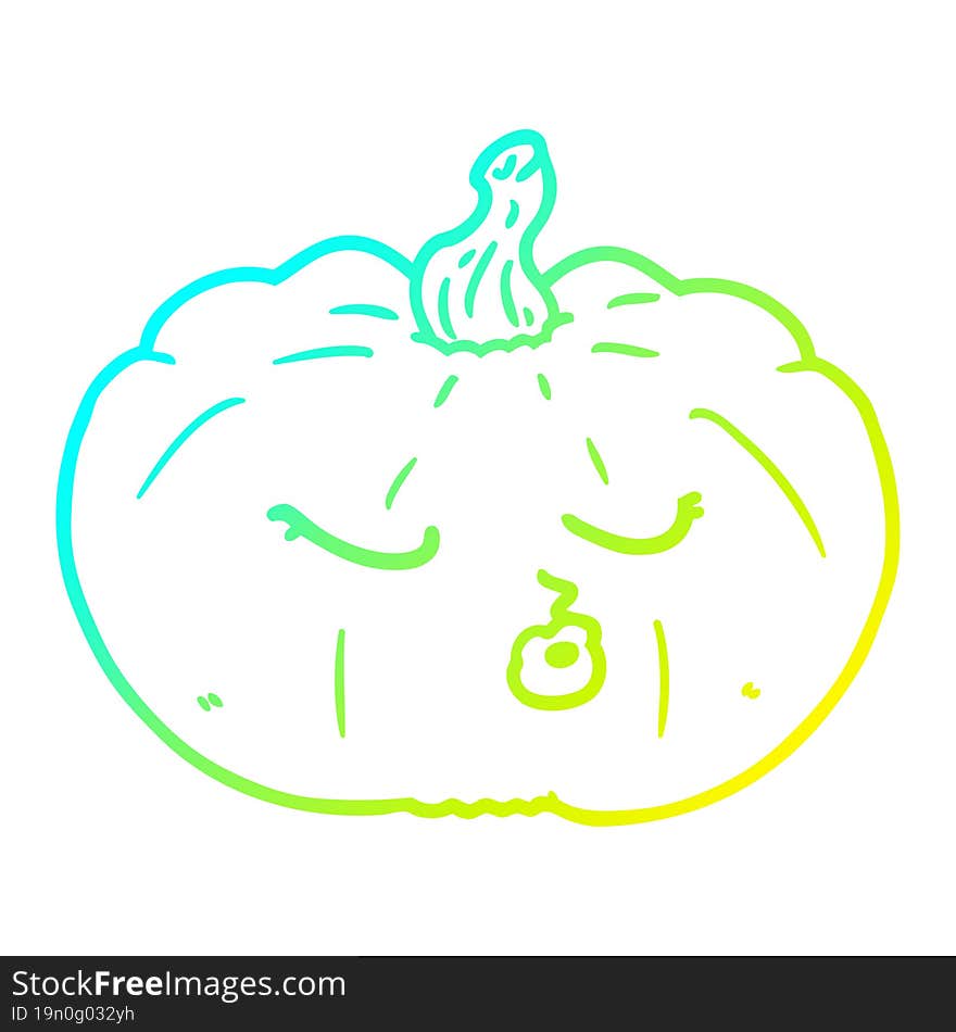 cold gradient line drawing cartoon pumpkin