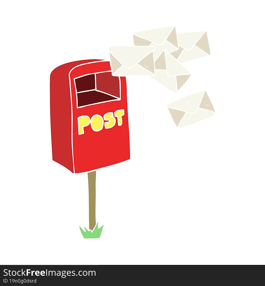 flat color illustration of a cartoon post box