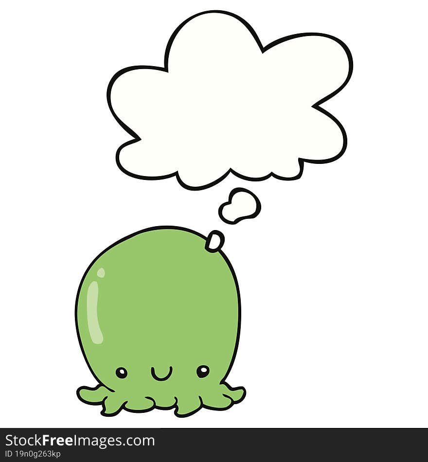 cute cartoon octopus and thought bubble