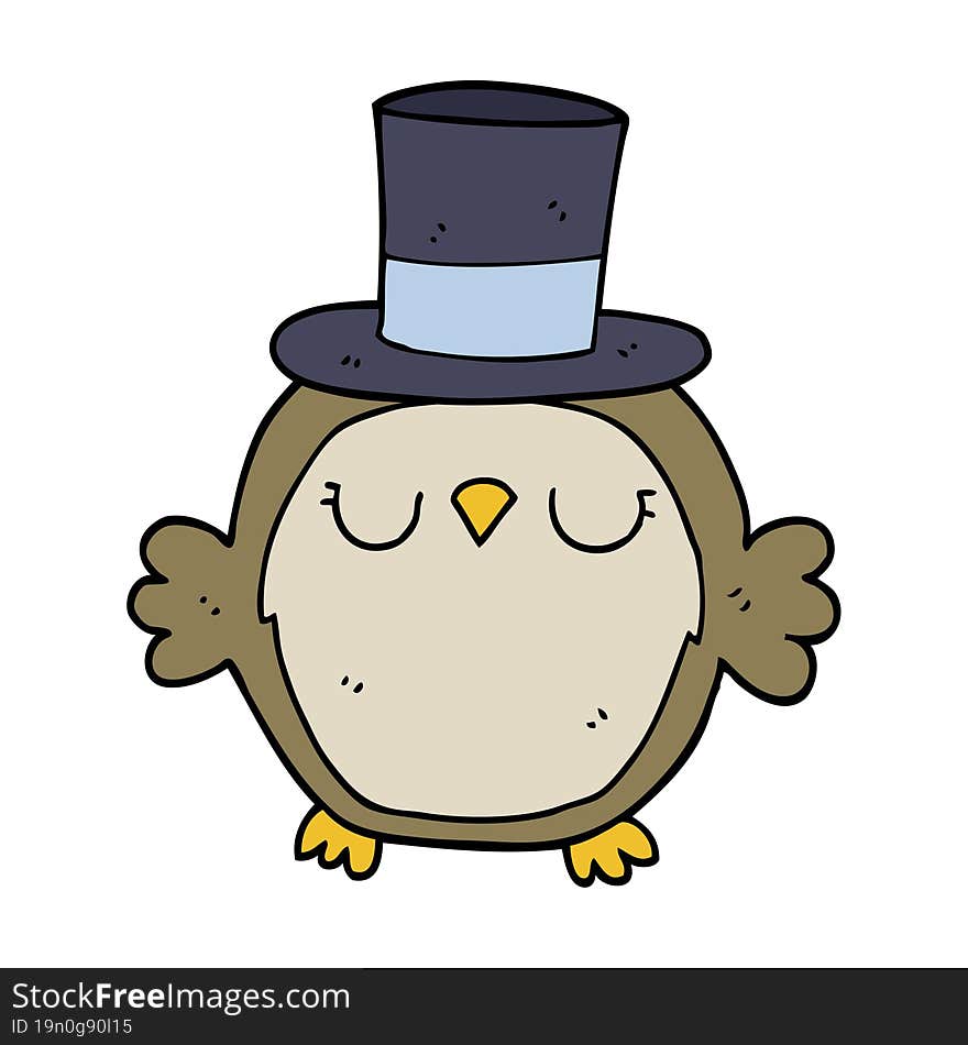 cartoon owl wearing top hat