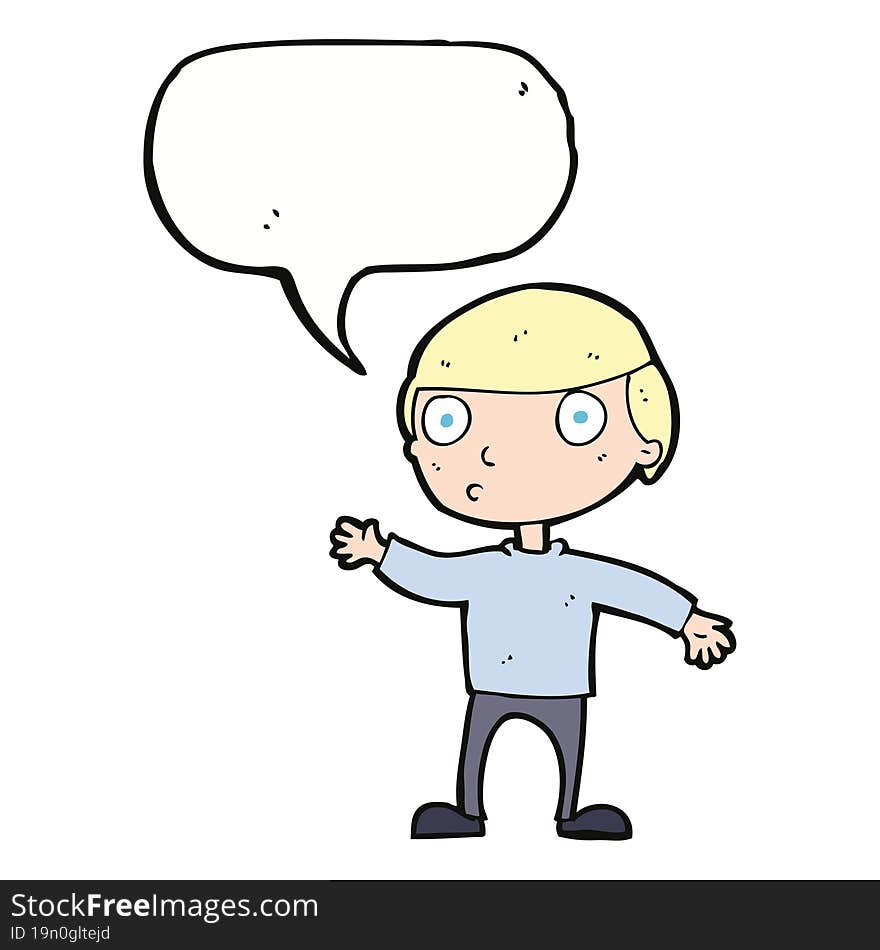 cartoon waving man with speech bubble