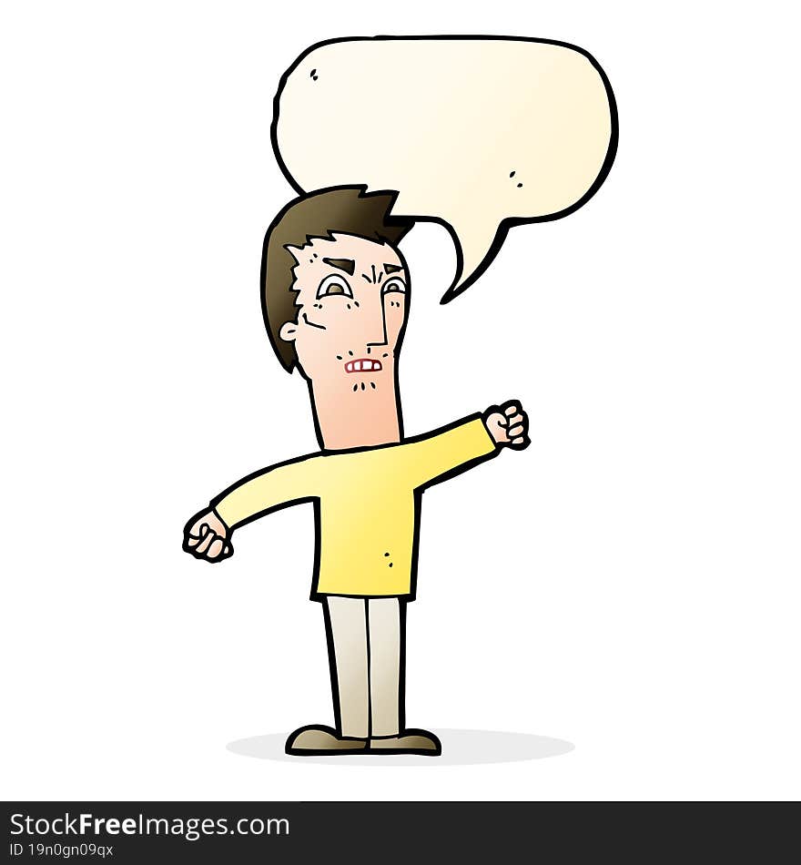 cartoon annoyed man with speech bubble