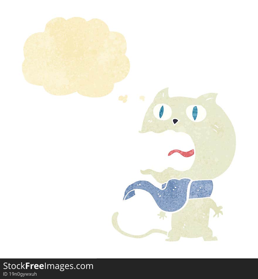 Cartoon Frightened Cat With Thought Bubble