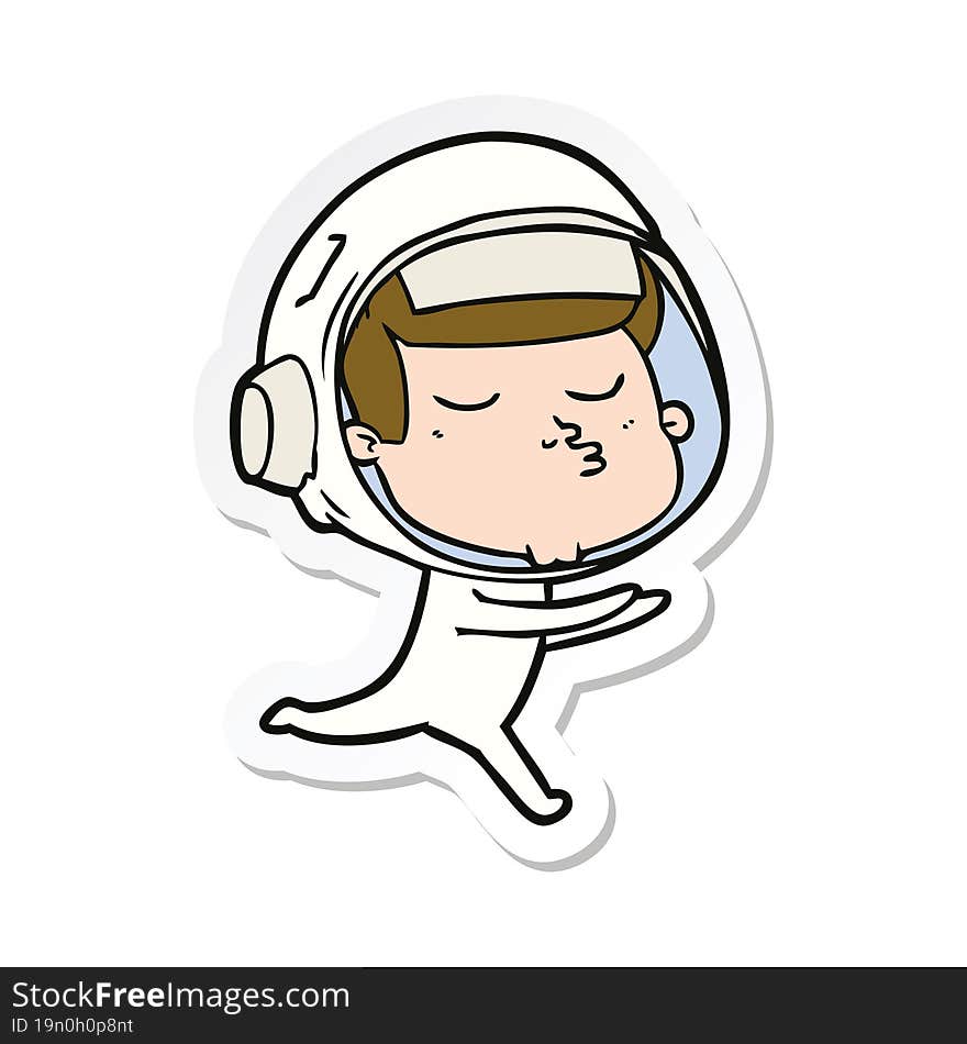 sticker of a cartoon confident astronaut