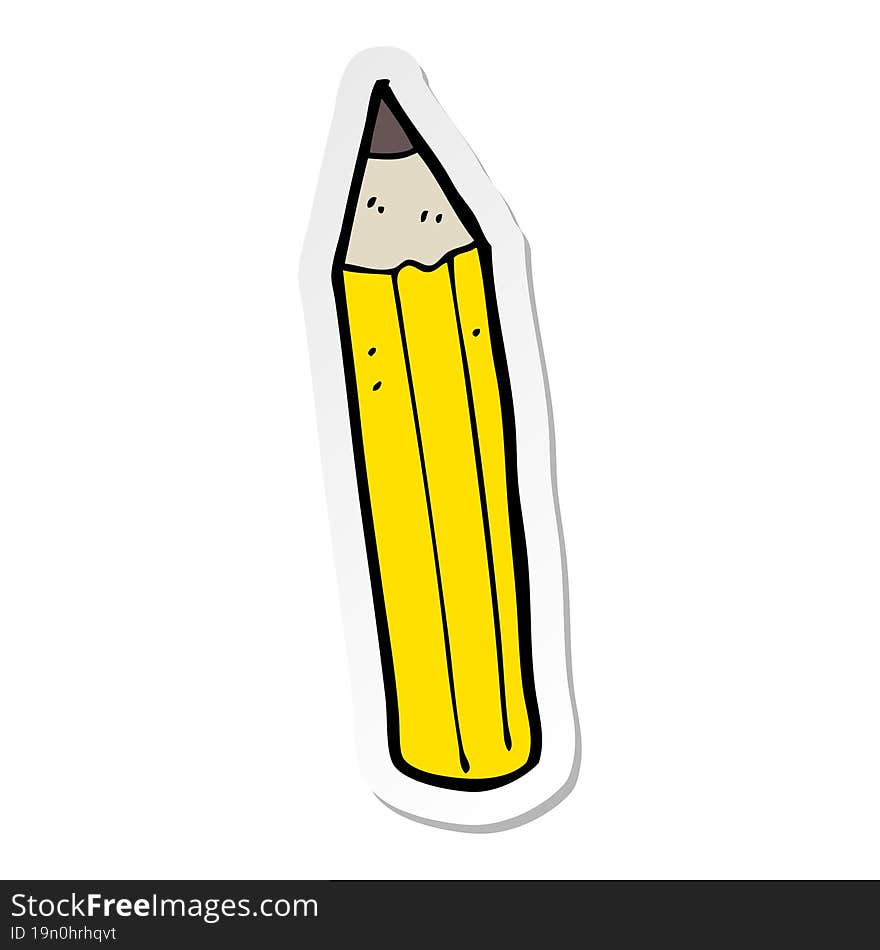 sticker of a cartoon pencil