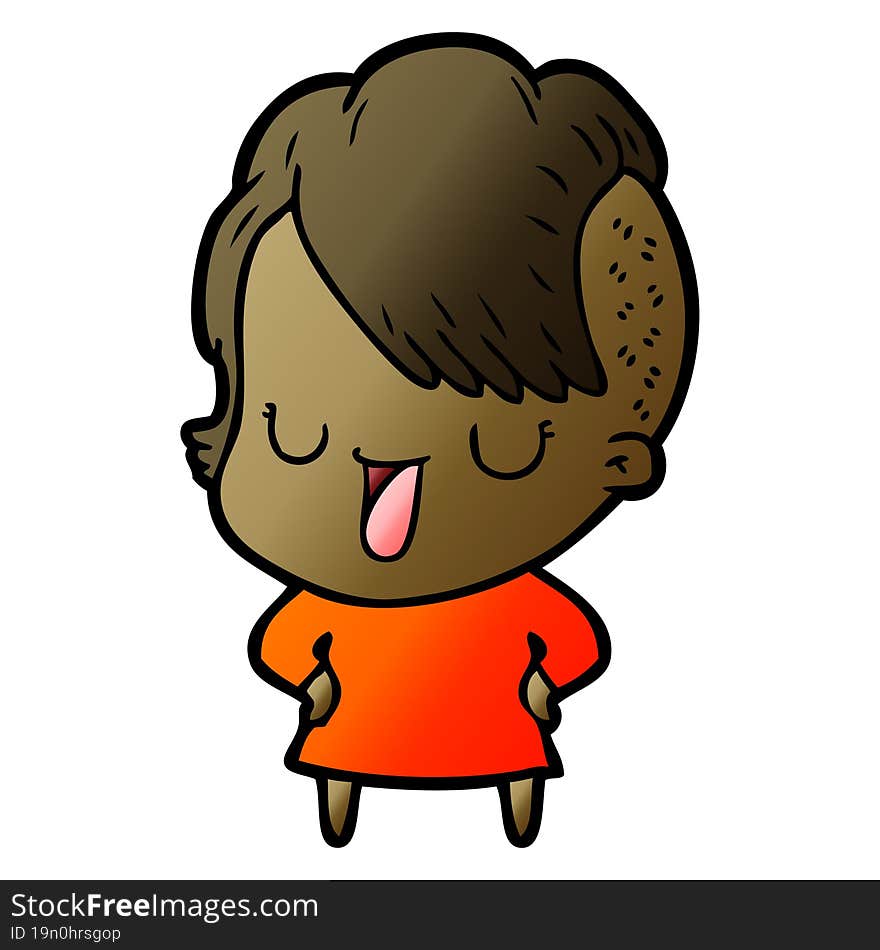 cute cartoon girl with hipster haircut. cute cartoon girl with hipster haircut