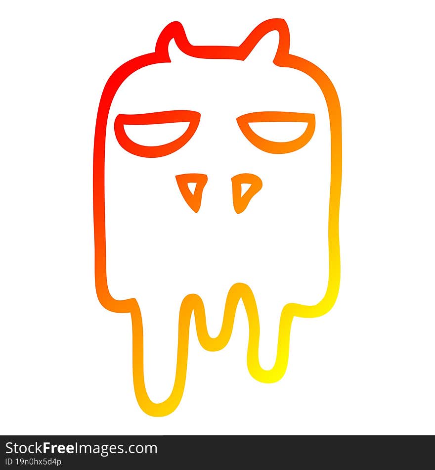 warm gradient line drawing of a cartoon spooky ghost