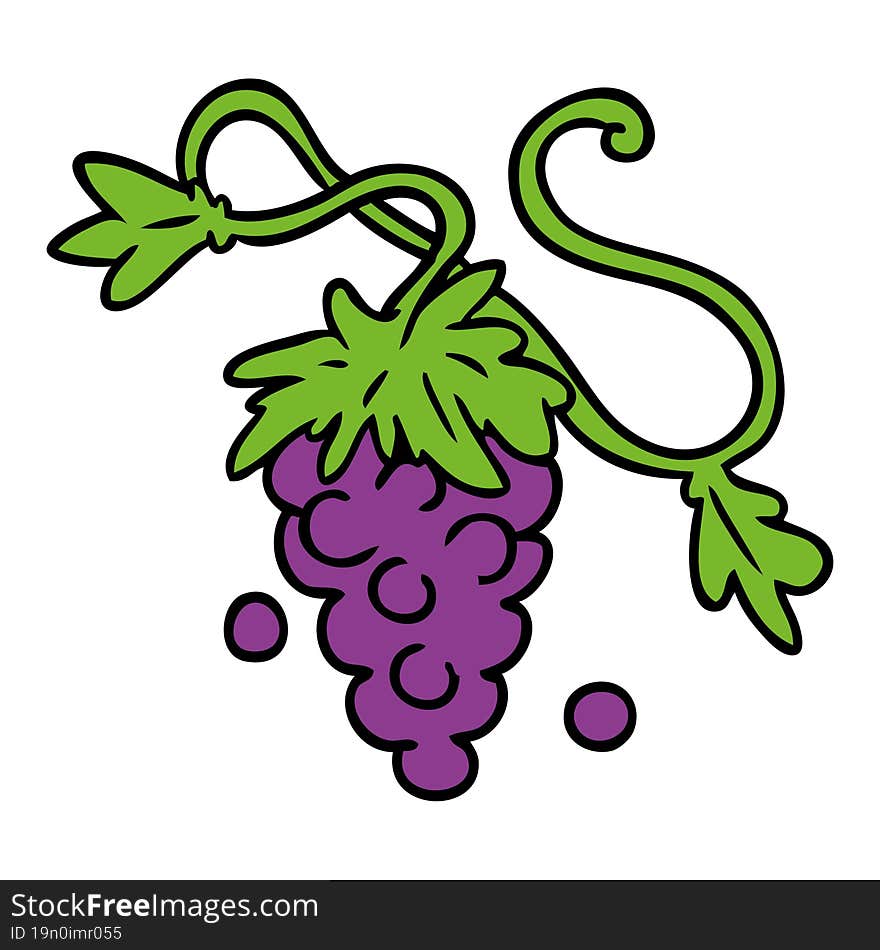 Cartoon Doodle Of Grapes On Vine