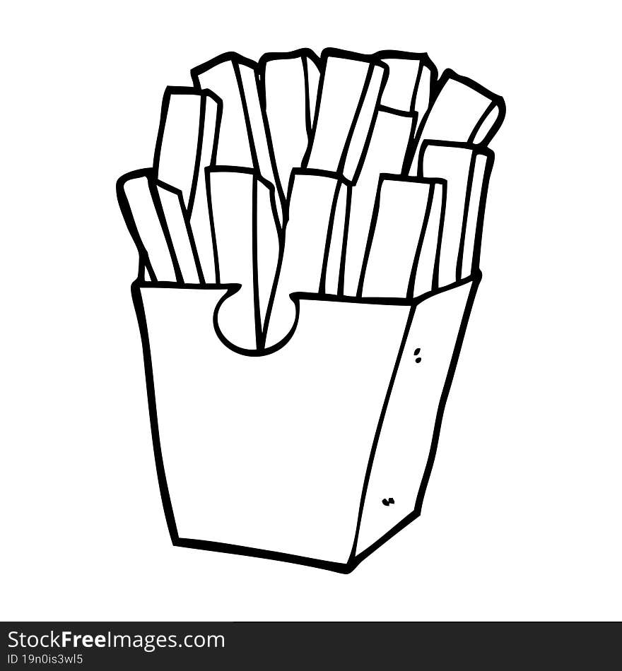 line drawing cartoon takeout fries