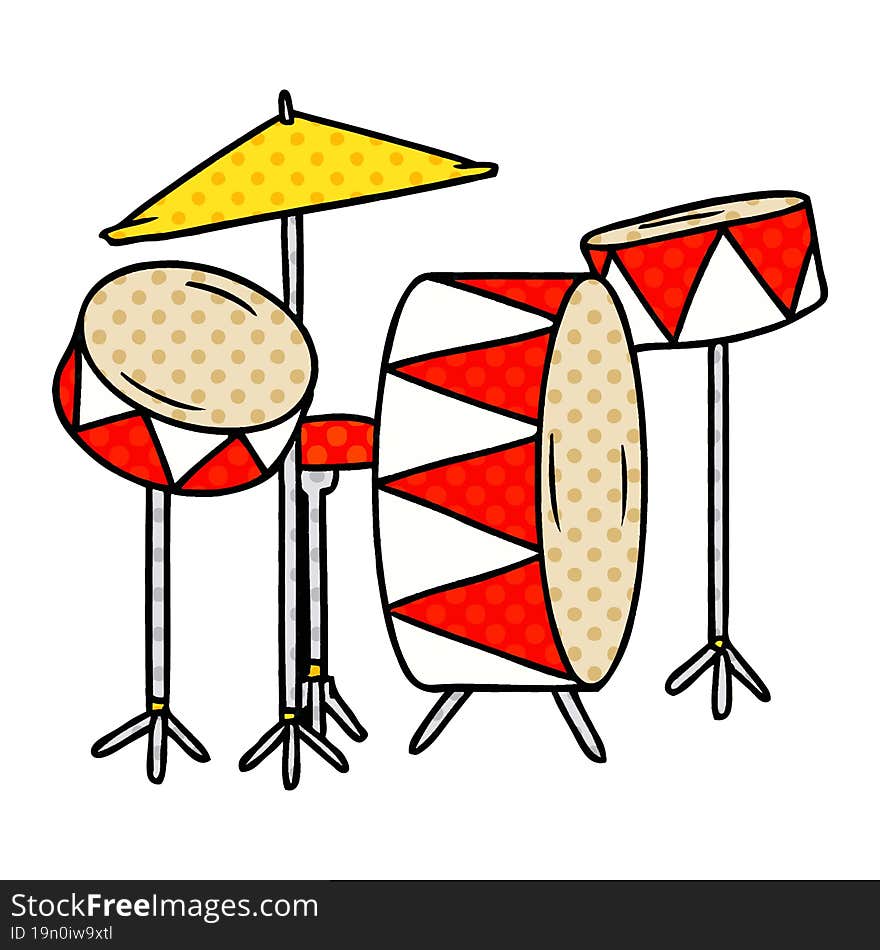 hand drawn cartoon doodle of a drum kit