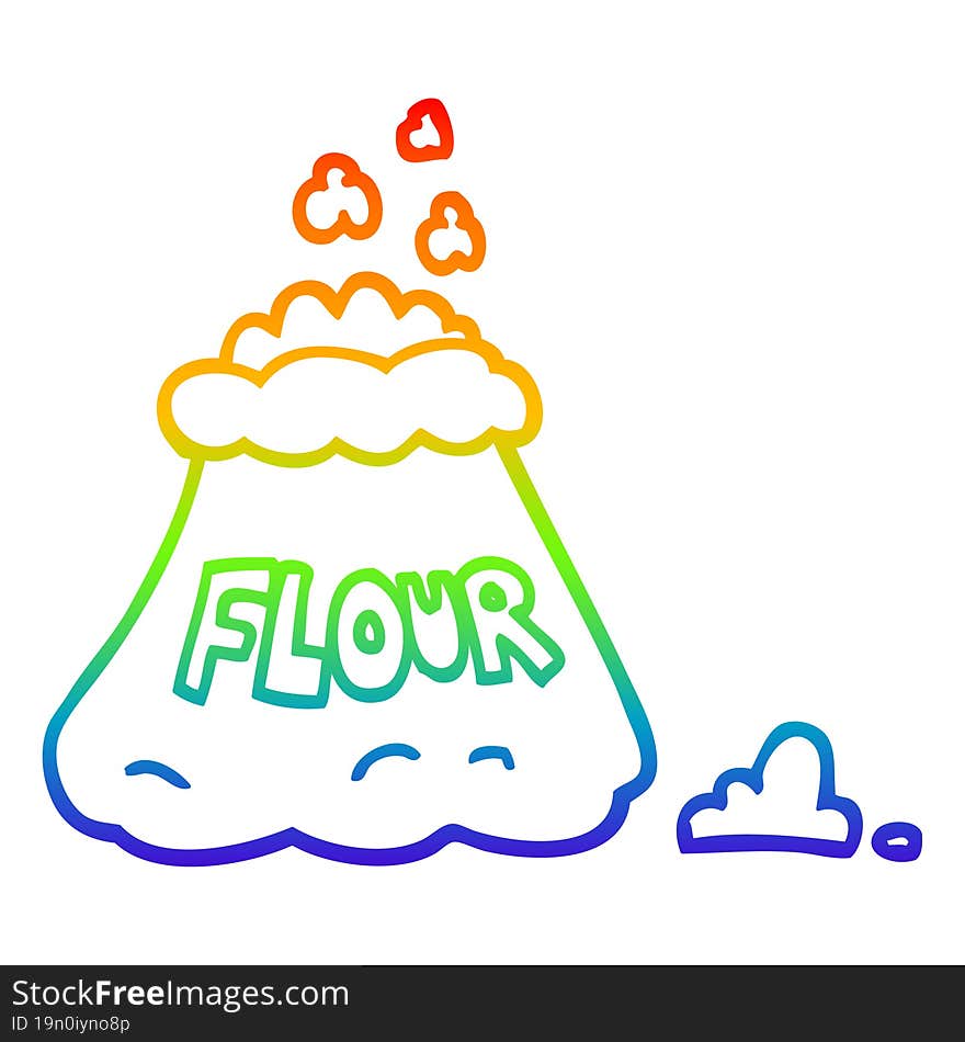 rainbow gradient line drawing cartoon bag of flour